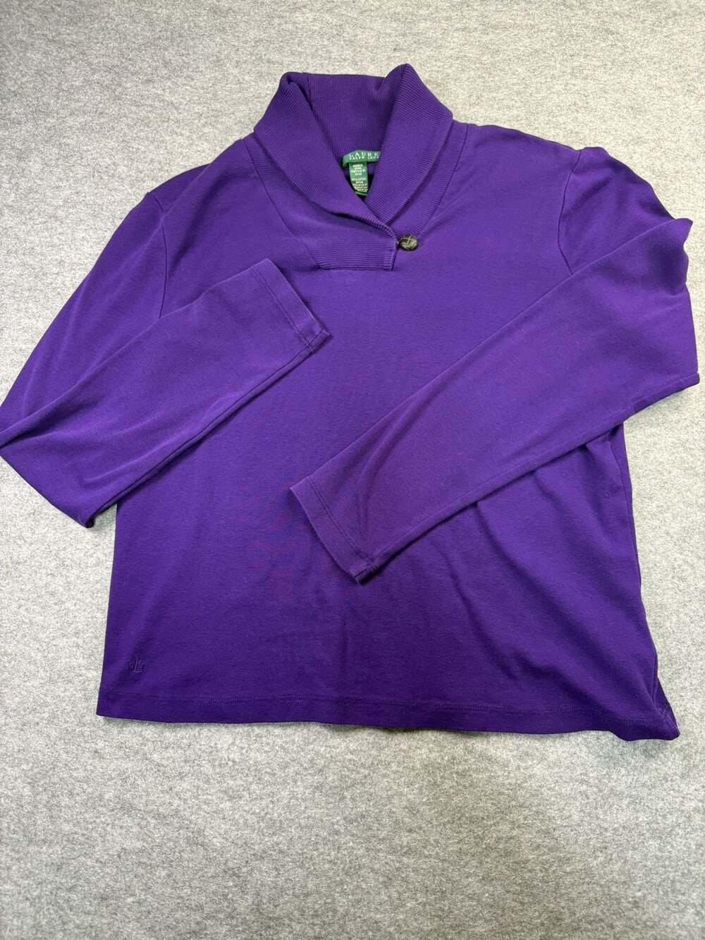 Lauren Ralph Lauren Long Sleeve Shawl Collar Pullover Size L Purple